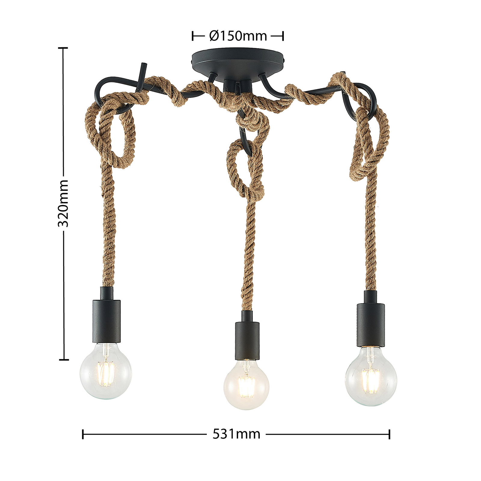 Lucande Ropina -kattovalaisin, 3-lamppuinen - Image 4