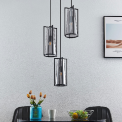 Lucande Rufina -riippuvalo, 3-lamppuinen, Pyöreä