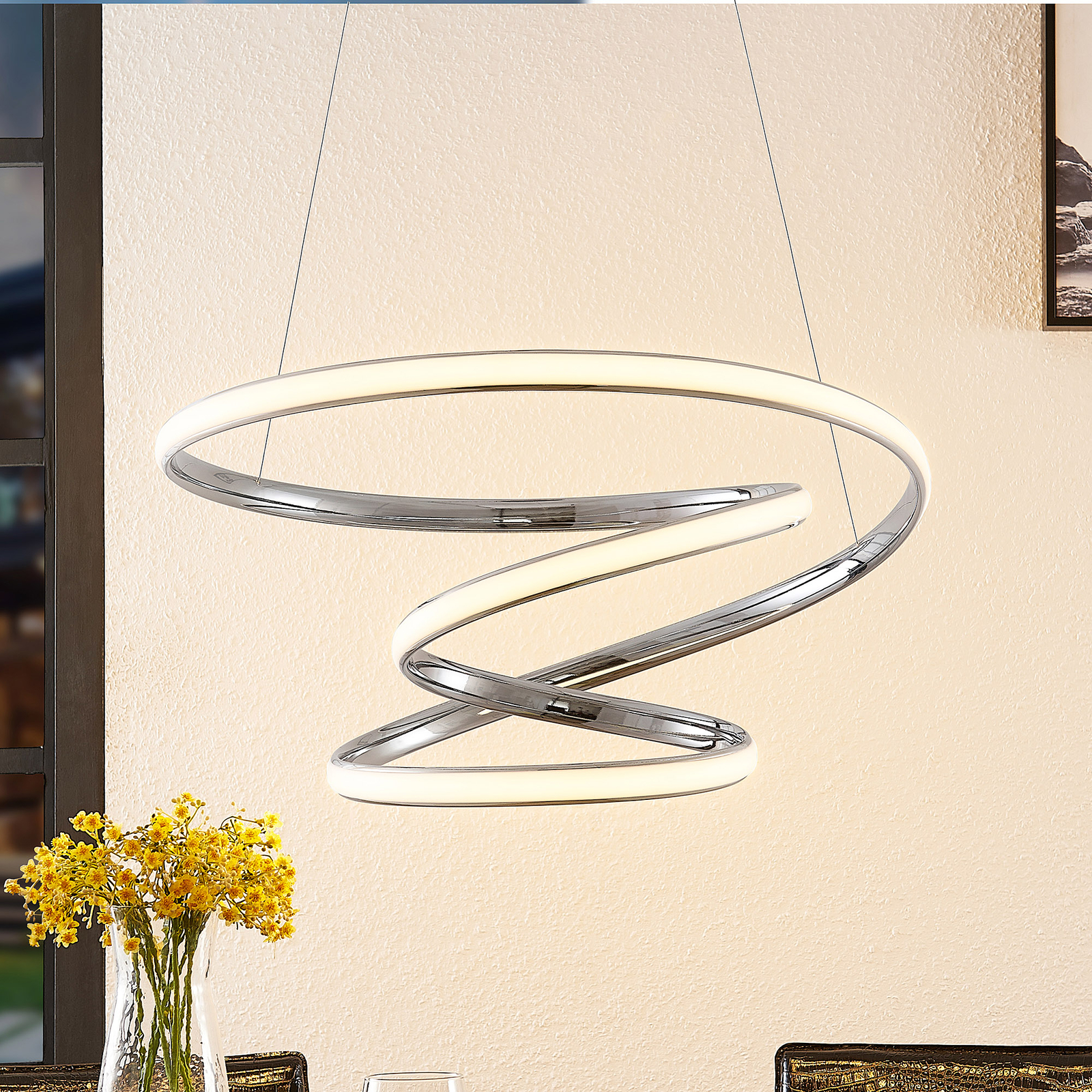 Lucande Sakina -LED-riippuvalaisin, Kromi Ø 58 Cm - Image 9