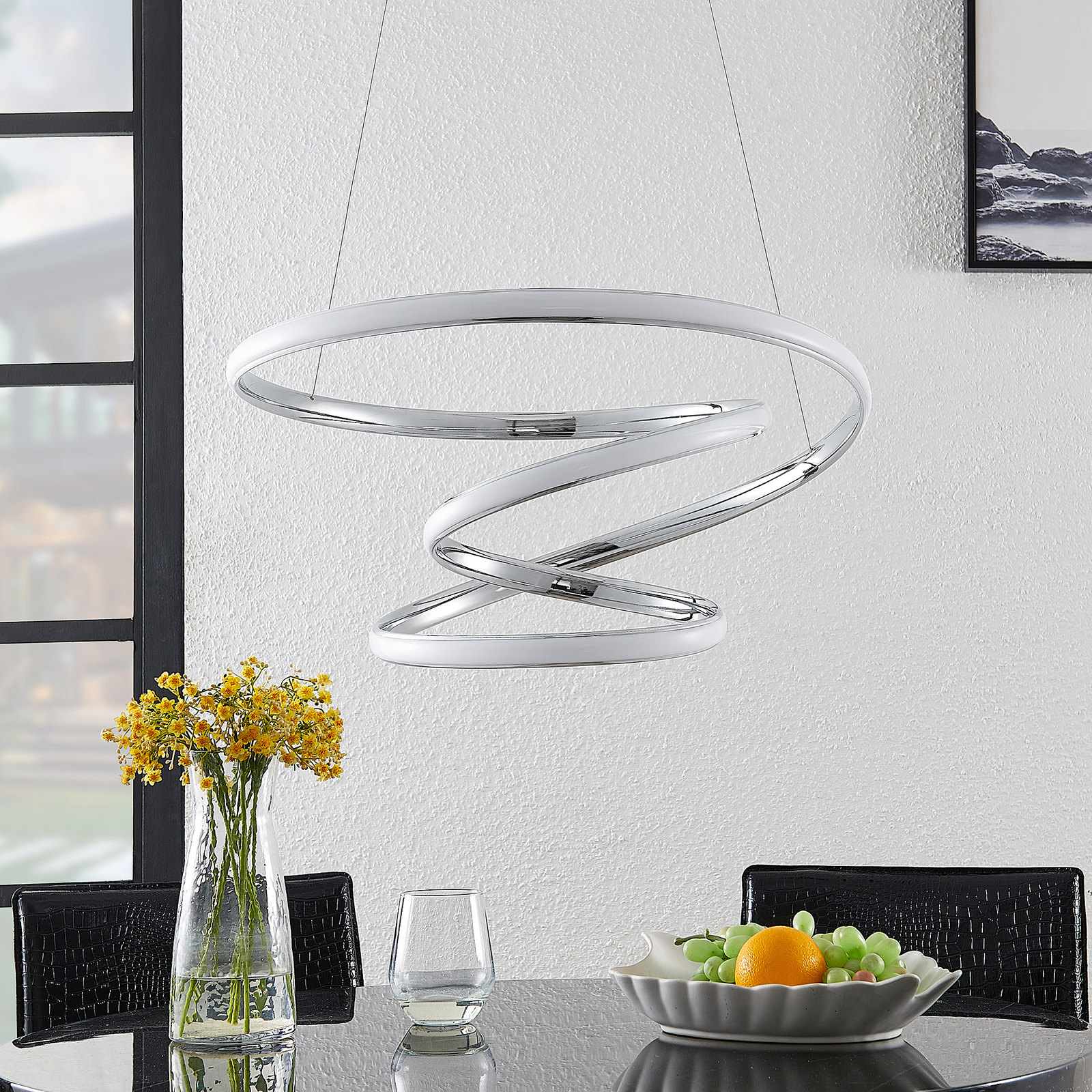 Lucande Sakina -LED-riippuvalaisin, Kromi Ø 58 Cm