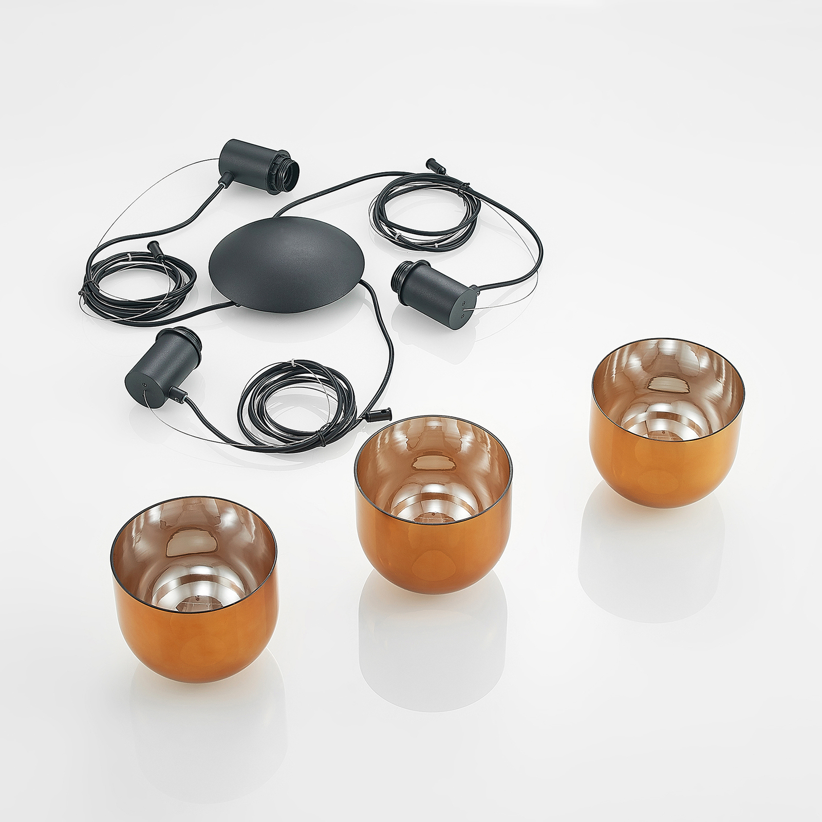 Lucande Serina -riippuvalo, 3-lamppuinen, Kupari - Image 7