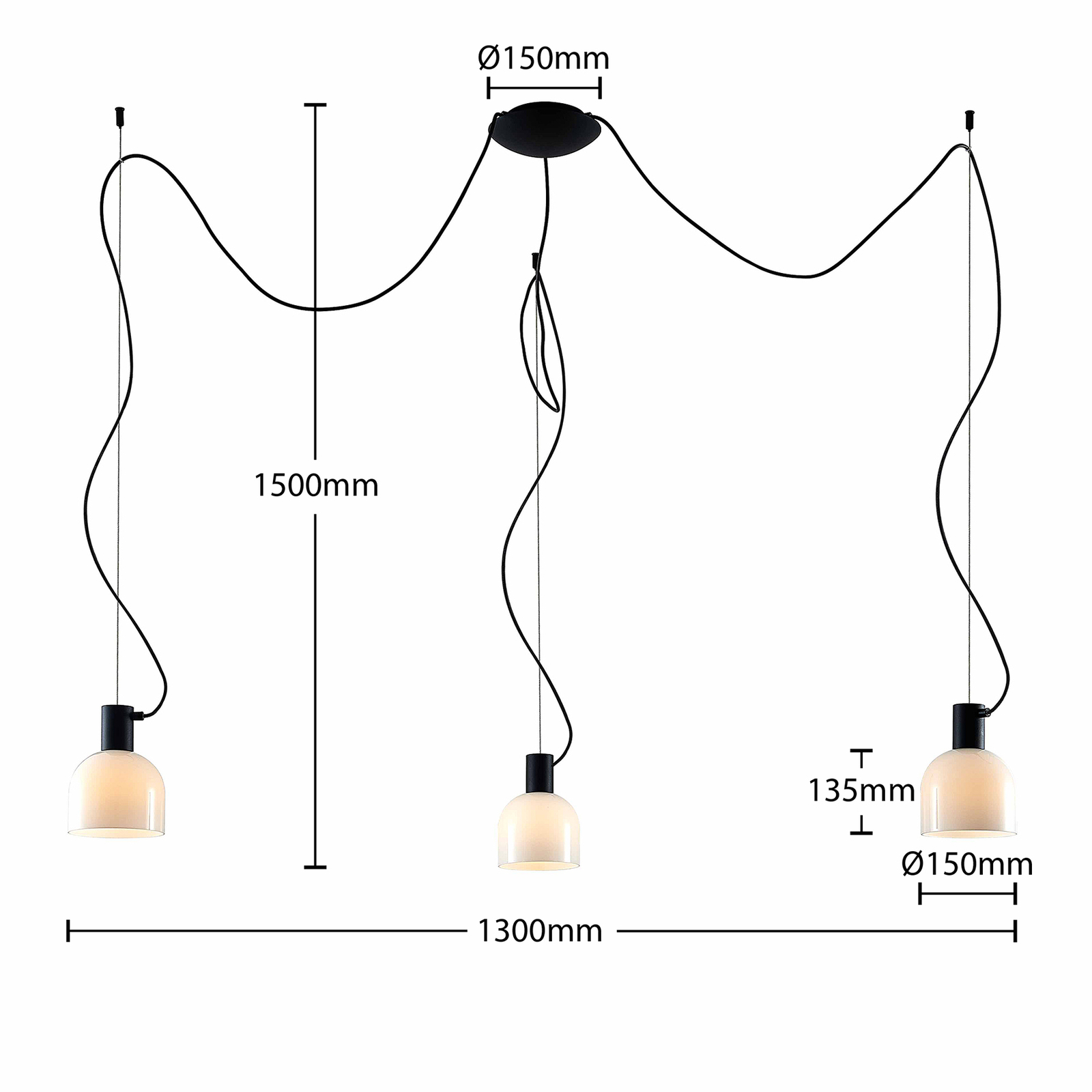 Lucande Serina -riippuvalo, 3-lamppuinen Valkoinen - Image 6