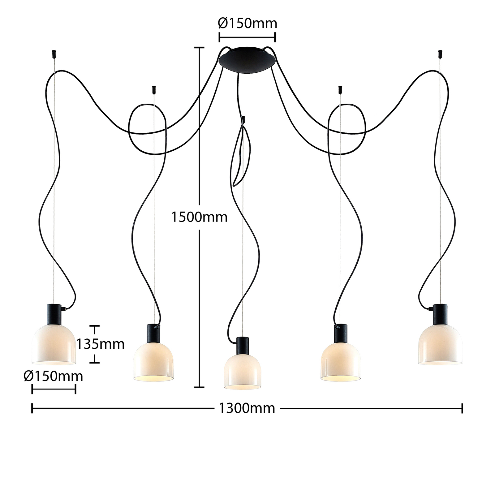 Lucande Serina -riippuvalo, 5-lamppuinen Valkoinen - Image 6