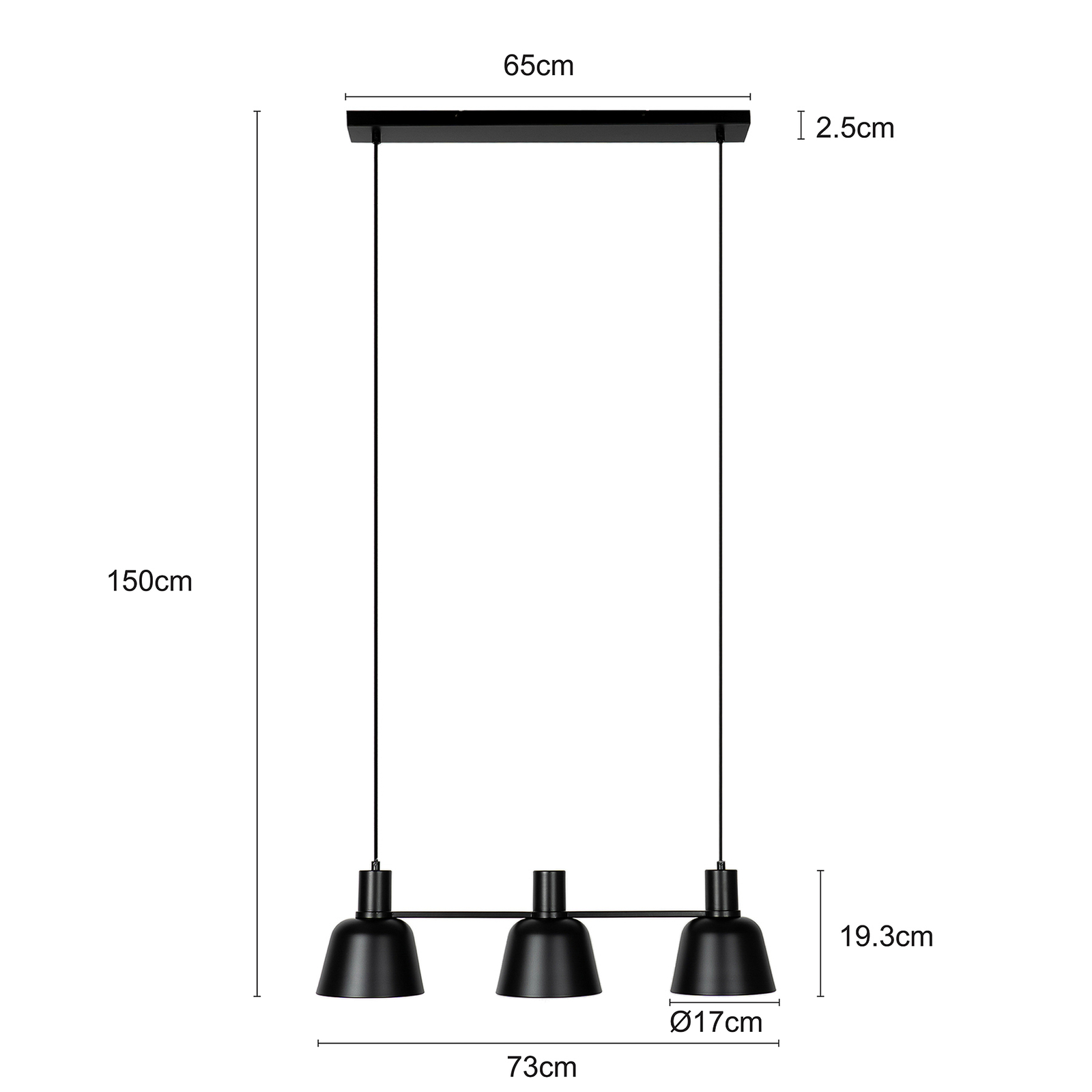 Lucande Servan-riippuvalaisin, Musta, 3-lamppuinen - Image 2