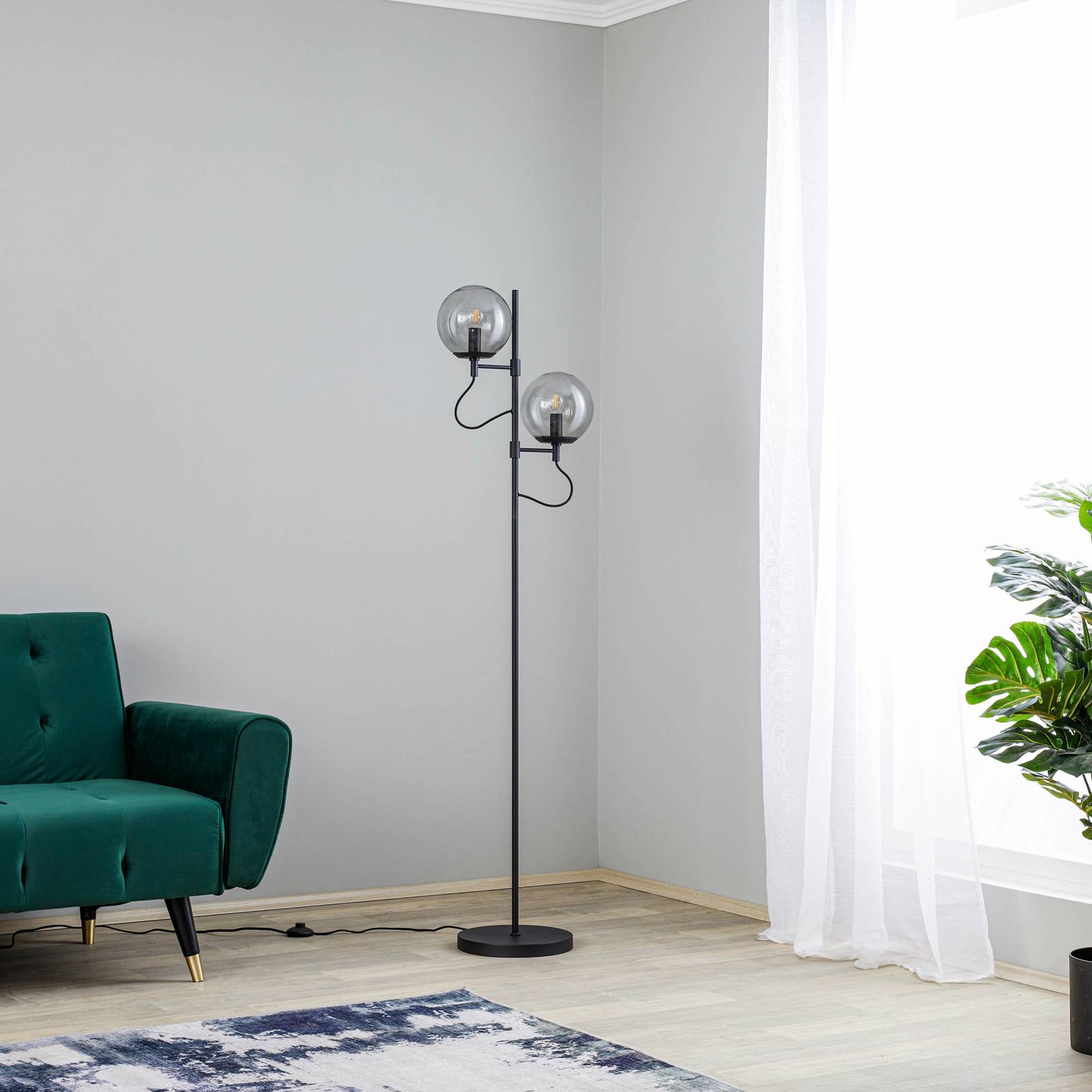 Lucande Sotiana -lattiavalo, 2 Lasipalloa, Musta - Image 2