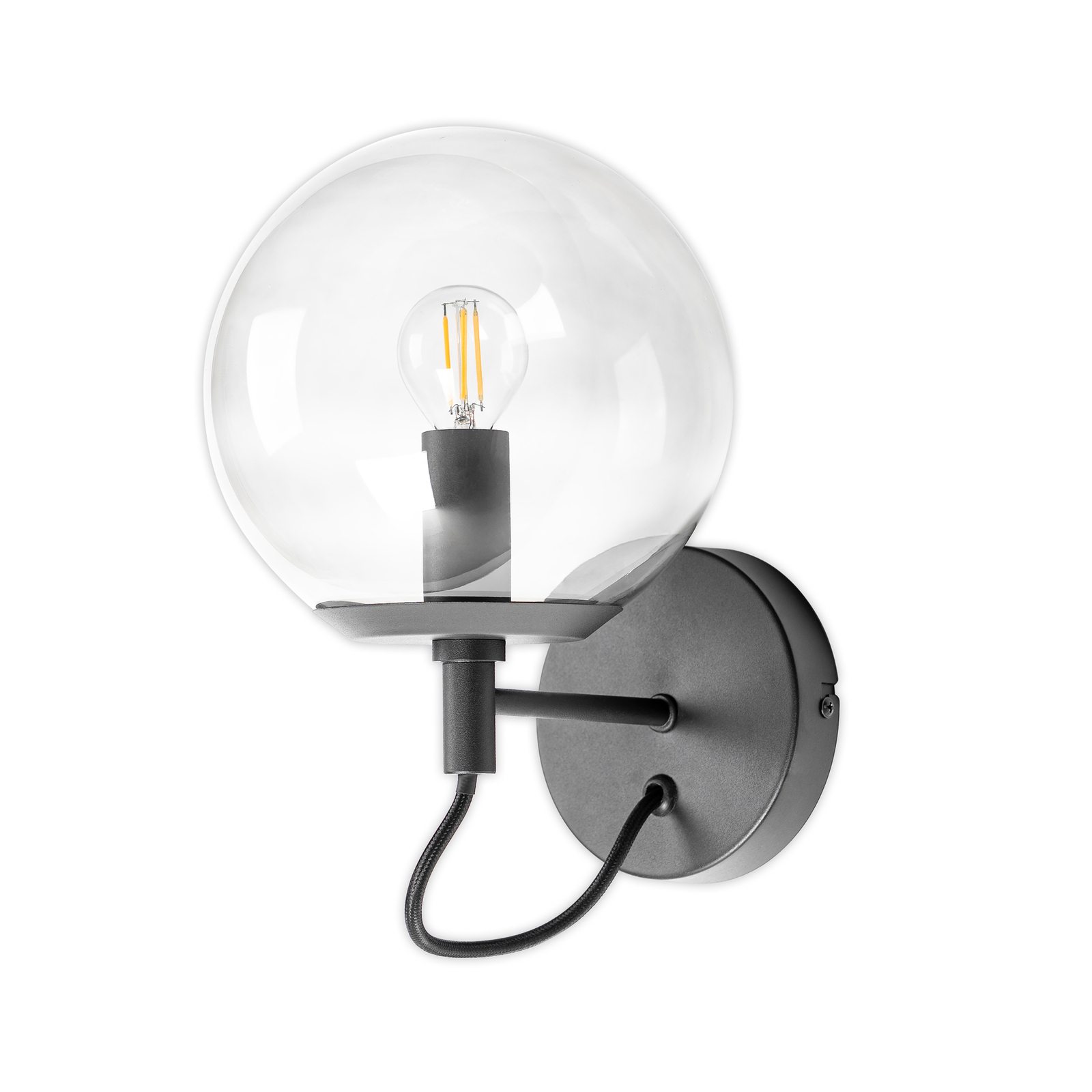 Lucande Sotiana -seinävalo, Lasipallo, Musta - Image 3