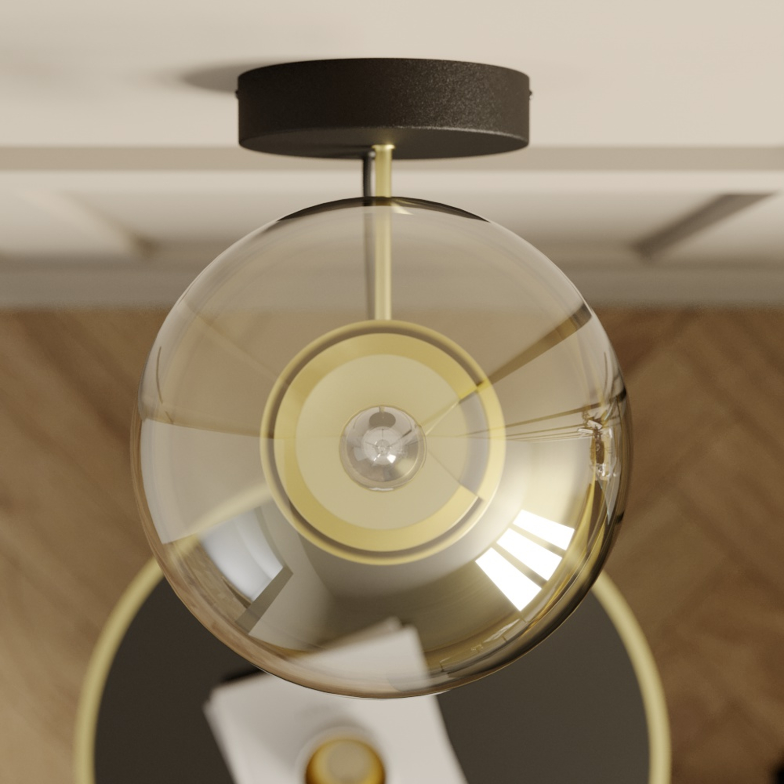 Lucande Sotiana -seinävalo Lasipallolla, Messinki - Image 8