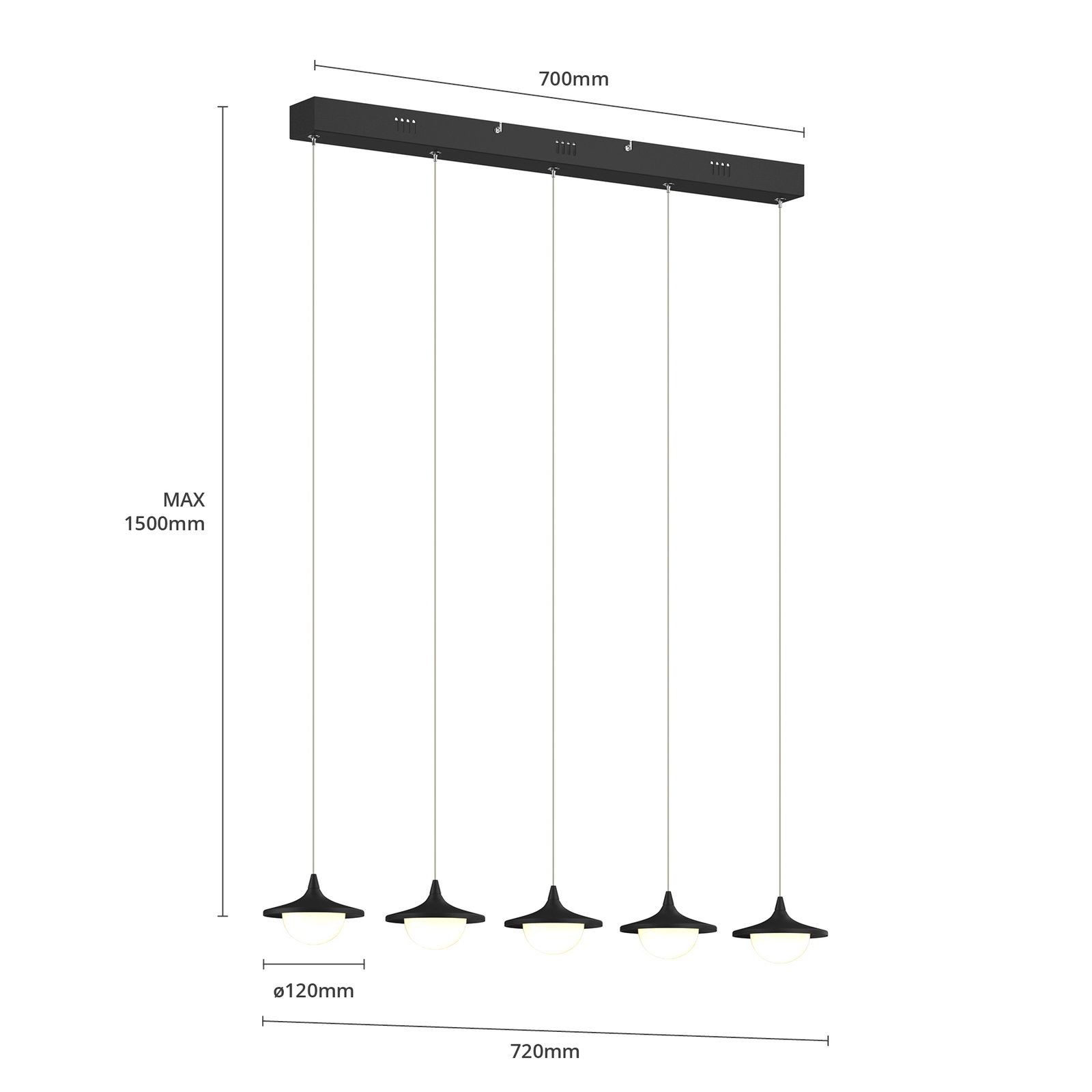 Lucande Tamsi -LED-riippuvalo, 5-lamp., Himmennys - Image 6