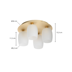 Lucande Taylan -kattovalaisin 4 Lamppua, Pyöreä