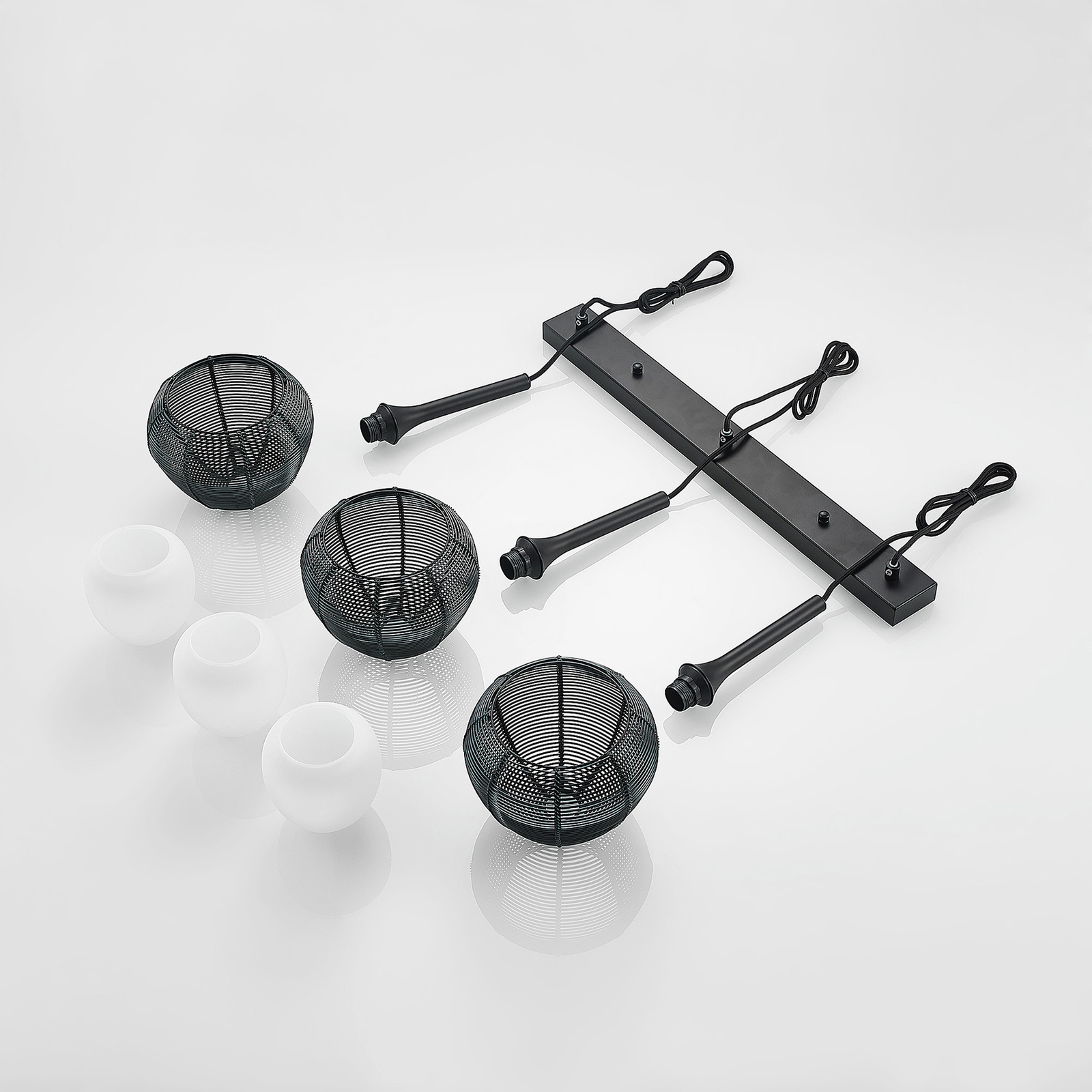 Lucande Tetira -riippuvalo, 3-lamppuinen, Musta - Image 7