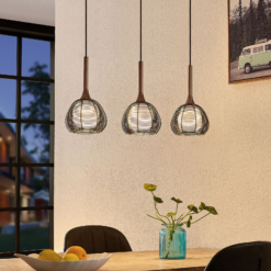 Lucande Tetira -riippuvalo, 3-lamppuinen, Ruskea