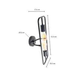 Lucande Tornike -seinälamppu, 2-lamppuinen, Rautaa