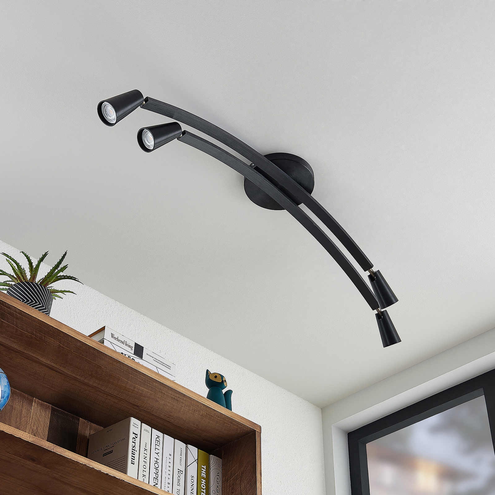 Lucande Velanoris -kattovalo, 4 Lamppua, Musta - Image 2