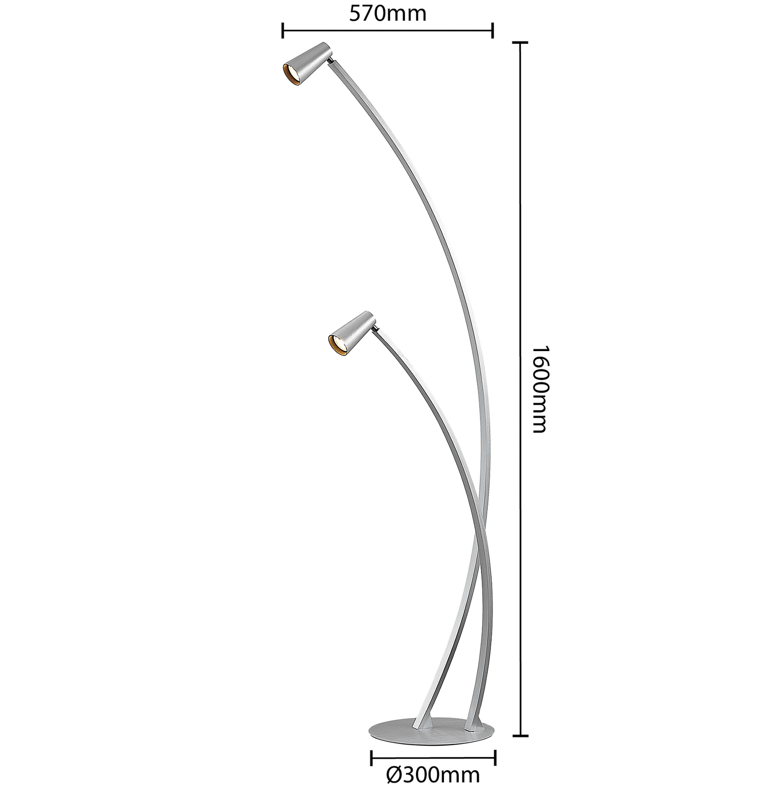 Lucande Velanoris-lattiavalo, 2 Lamppua, Alumiini - Image 4