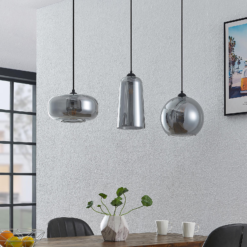 Lucande Wilja-riippuvalo, 3-lamppuinen Savunharmaa