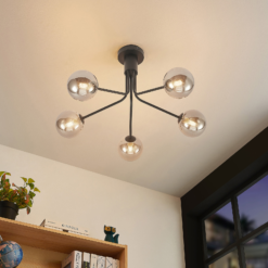 Lucande Wynona -kattovalaisin, 5-lamp., Musta