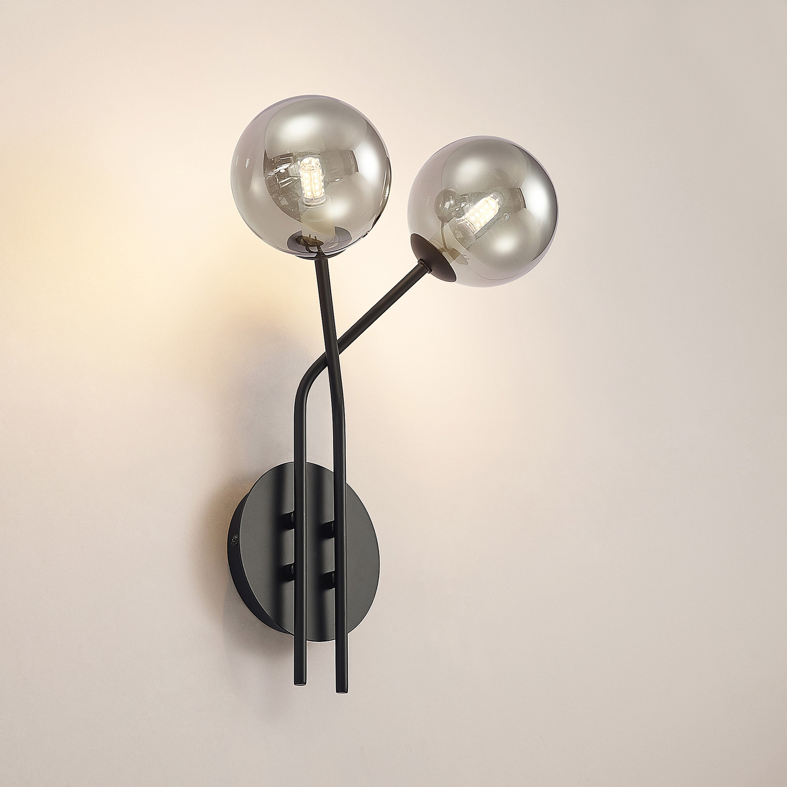 Lucande Wynona -seinävalaisin, 2-lamp., Musta - Image 5