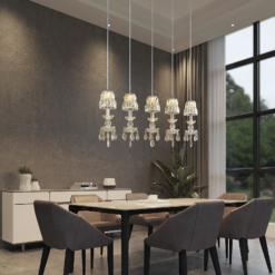 Lucande Yasanie -LED-riippuvalaisin, 5-lamppuinen