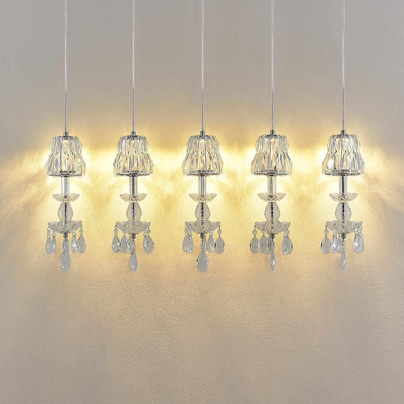 Lucande Yasanie -LED-riippuvalaisin, 5-lamppuinen - Image 5