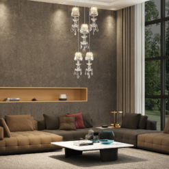 Lucande Yasanie -LED-riippuvalaisin, 5-lamppuinen