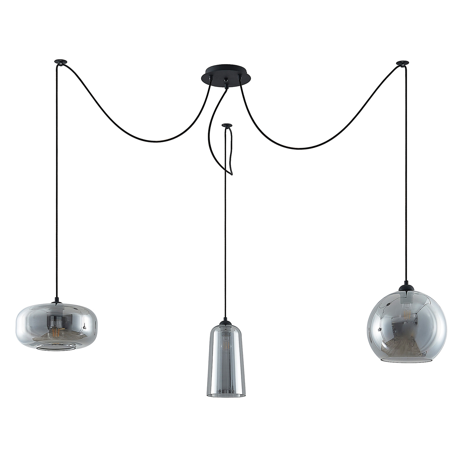 Lucande Zyli -riippuvalo, 3-lamppuinen Savunharmaa - Image 2