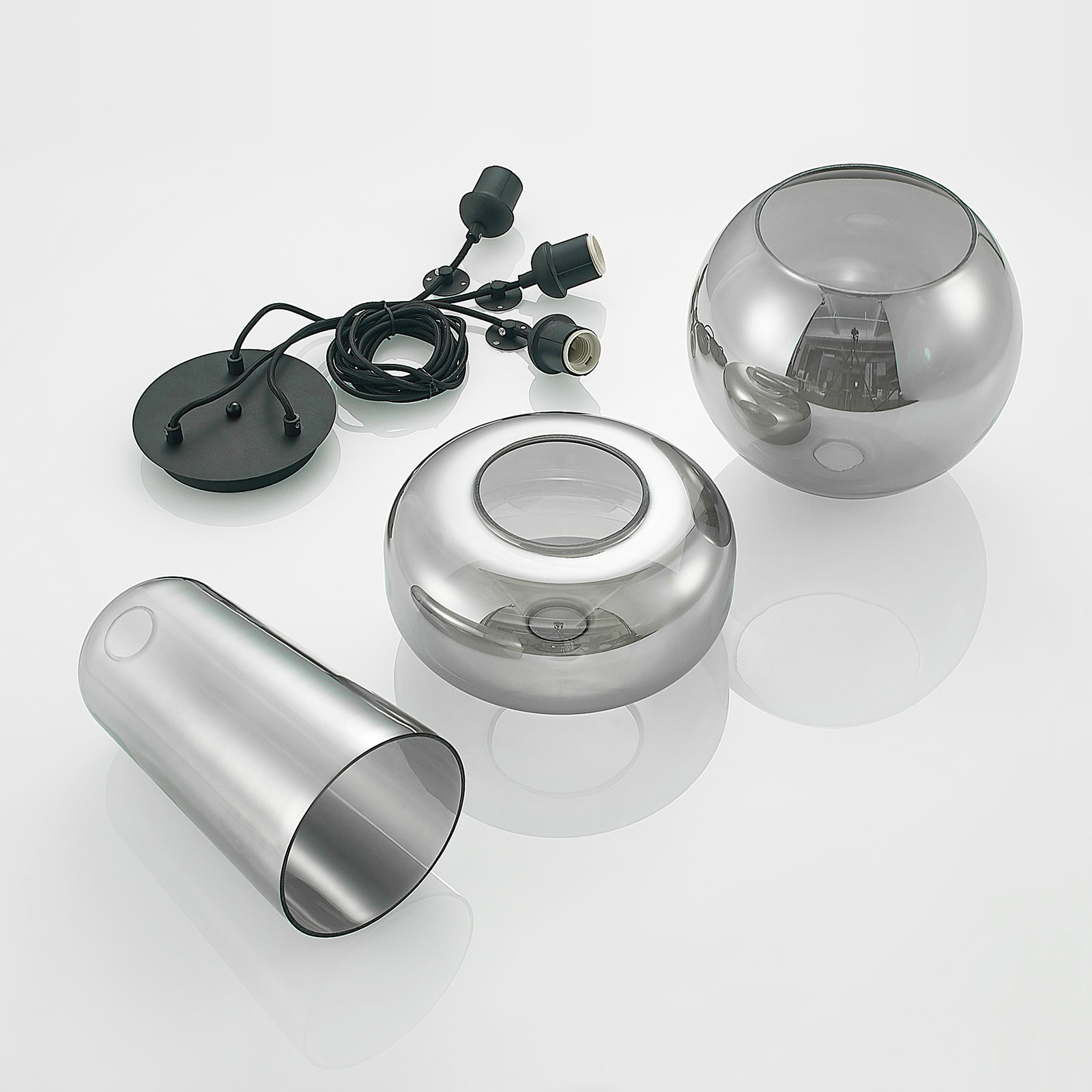 Lucande Zyli -riippuvalo, 3-lamppuinen Savunharmaa - Image 7